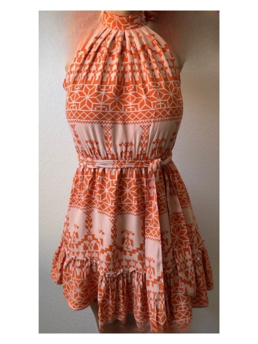 BTFBM Orange Halter Dress with Tie Back Size S